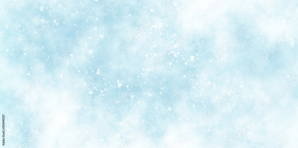light blue bokeh background for design, Abstract blue background with snowflakes floating randomly, blue grunge texture with bokeh, beautiful blue watercolor background with glitter particles. light blue bokeh background for design, Abstract blue background with snowflakes floating randomly, blue grunge texture with bokeh, beautiful blue watercolor background with glitter particles.