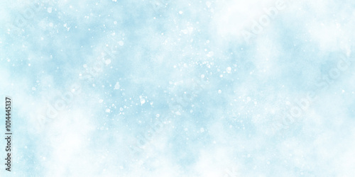 light blue bokeh background for design, Abstract blue background with snowflakes floating randomly, blue grunge texture with bokeh, beautiful blue watercolor background with glitter particles.