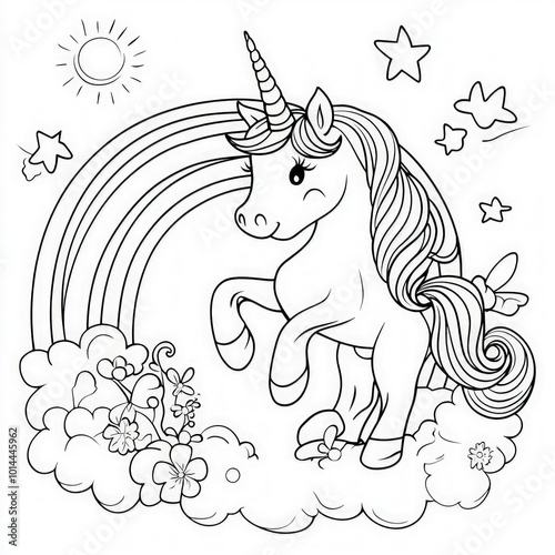 A magical unicorn in a rain...