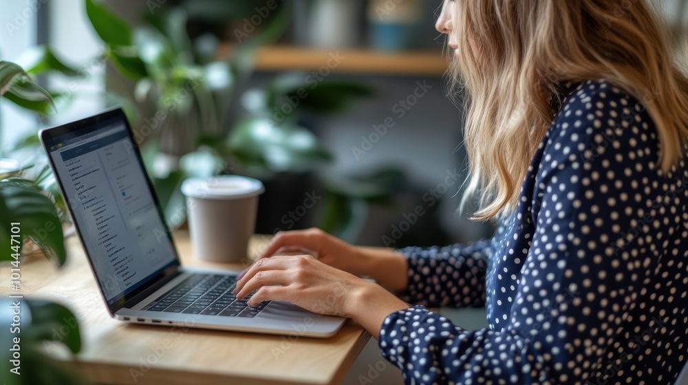 The Woman Using Laptop Comfortably The Woman Using Laptop Comfortably
