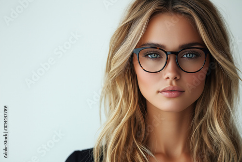 Business Woman Wearing Glasses On White Background