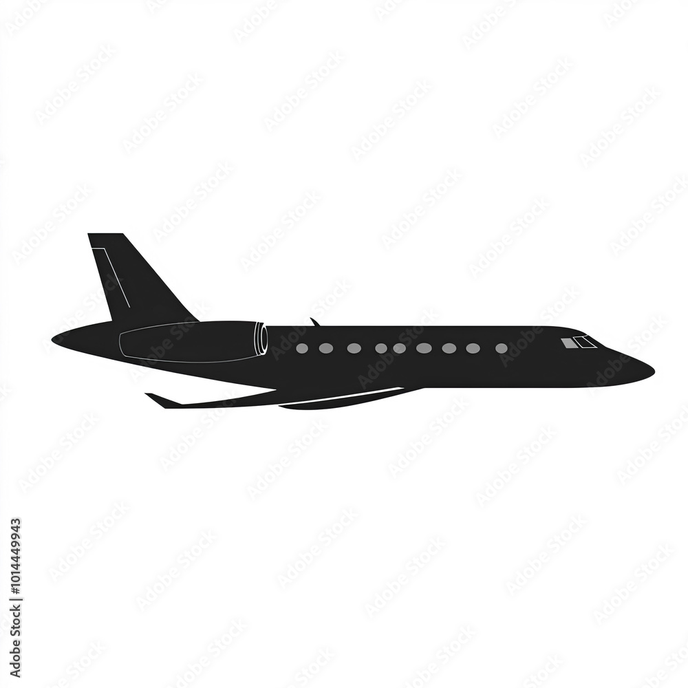 Fototapeta premium Gulfstream Silhouette, Illustration Isolated On White Background