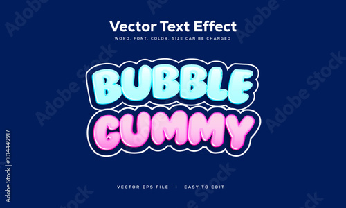 Bubble gummy Game text effect cartoon style editable