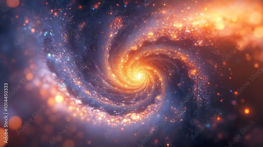 Swirling Galaxy with Glowing Stars and Cosmic Colors Swirling Galaxy with Glowing Stars and Cosmic Colors