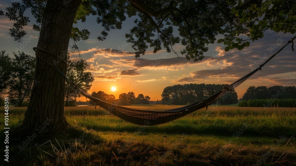 Fototapeta premium hammock in the grassy background