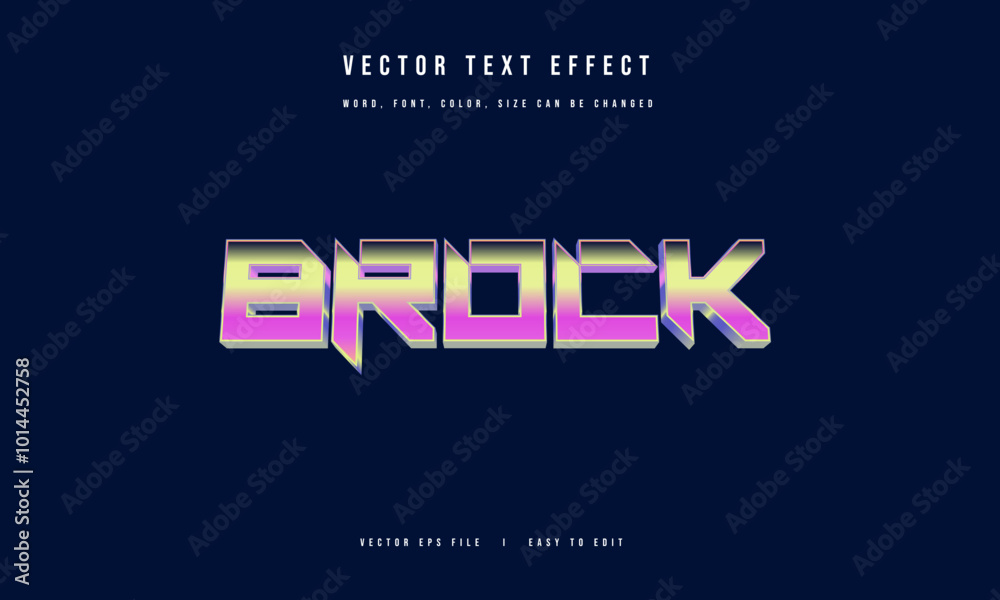 Retro futuristic editable movie game style text effect Brock