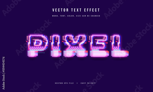 Pixel Glitch futuristic editable movie game style text effect dot