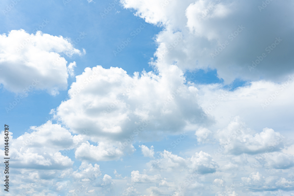 Fluffy cumulus clouds drift across the vibrant blue sky, creating a breathtaking natural spectacle Fluffy cumulus clouds drift across the vibrant blue sky, creating a breathtaking natural spectacle