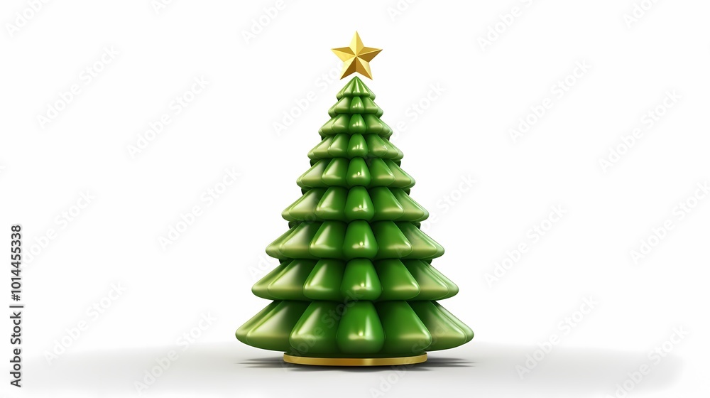 A lush evergreen pine tree illustration with detailed green foliage on a white background.