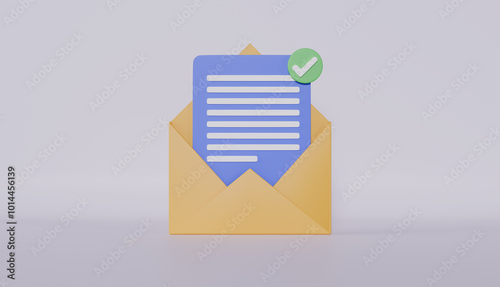 Envelope and Document Check mark icon symbols, postal, Mail invitation, Approved concept