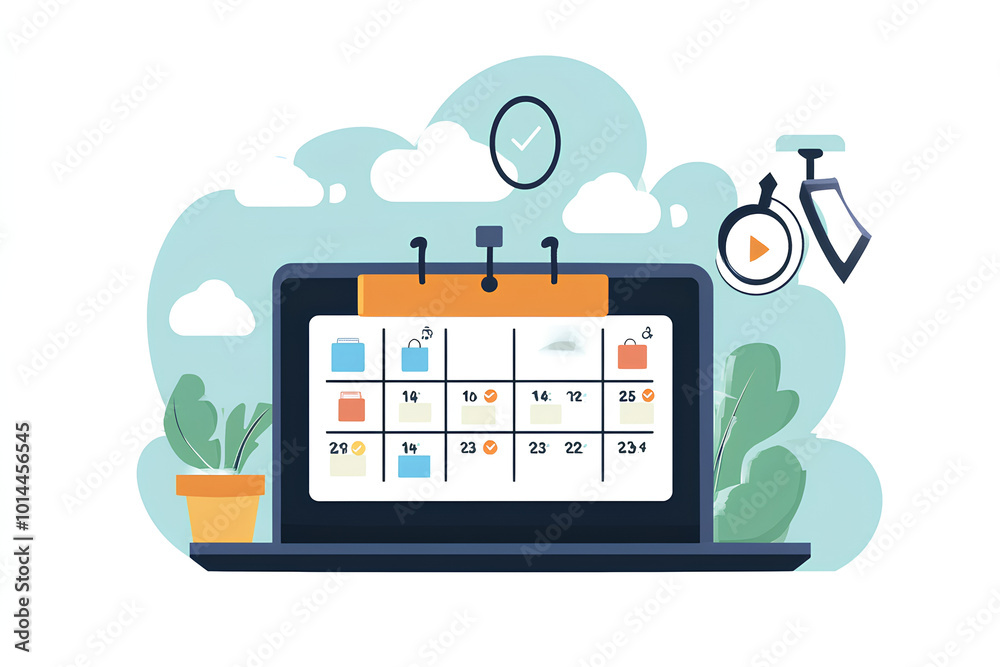 illustration mark circle your calendar agenda online cloud planning laptop illustration mark circle your calendar agenda online cloud planning laptop