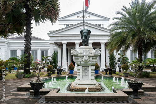 Museum Nasional Indonesia or Museum Gajah. In front of the museum is a bronze elephant statue photo