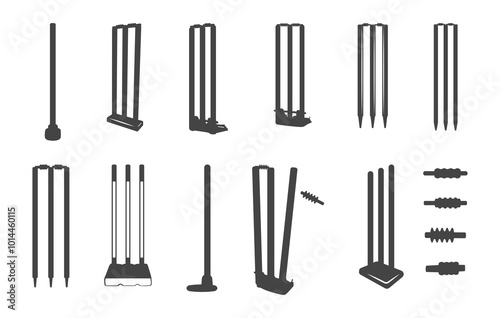 Cricket stumps silhouette, Cricket stumps svg,  Cricket stumps outline, Cricket stumps vector set, Sports stump svg, Stump svg, Stumps silhouette. 