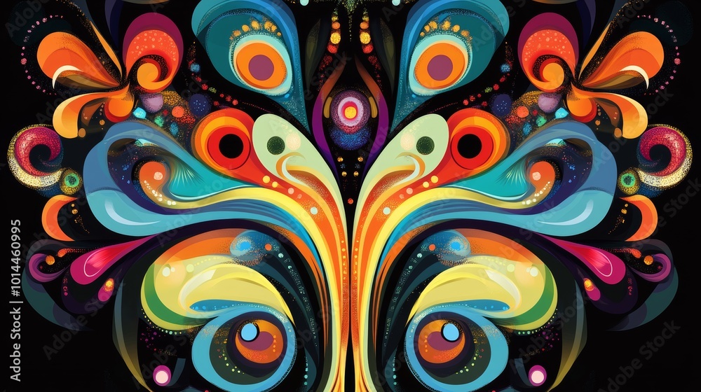 Vibrant Abstract Butterfly Design with Colorful Swirls Vibrant Abstract Butterfly Design with Colorful Swirls