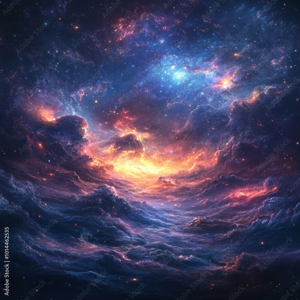 Cosmic Cloudscape with Stars and Nebulae Abstract Space Art Cosmic Cloudscape with Stars and Nebulae Abstract Space Art