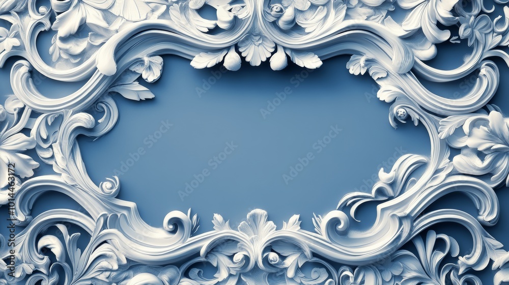 Elegant Ornate Frame with Blue Background Design Elegant Ornate Frame with Blue Background Design