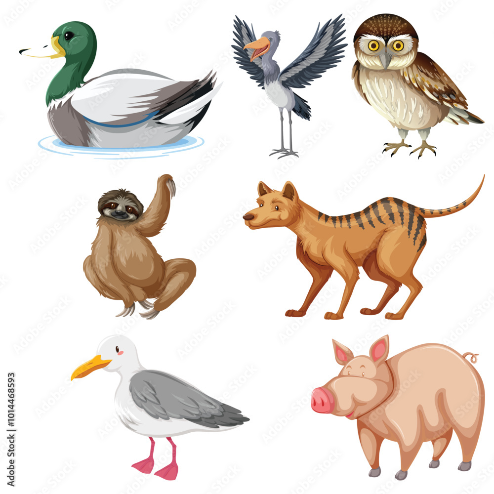 Bird,cat,wing,toucan, animal vector set Bird,cat,wing,toucan, animal vector set