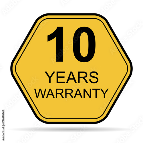 Ten years warranty shadow icon, badge seal guarantee certificate customer sign, stamp vector illustration