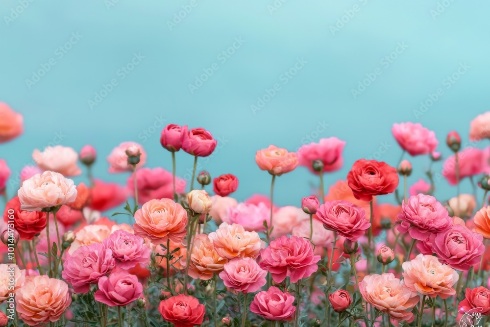 Colorful Glowing Flowers in a Surreal Field Colorful Glowing Flowers in a Surreal Field