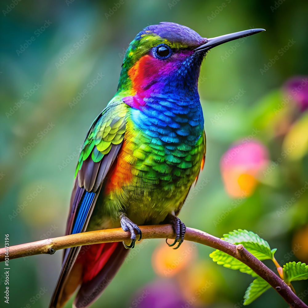 Fototapeta premium vividly colored hummingbird in nature