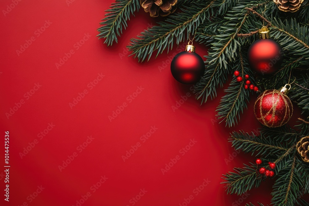 Christmas red background.copy-space with generative ai Christmas red background.copy-space with generative ai