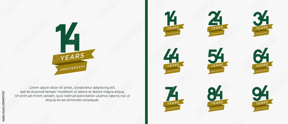 Obraz premium set of anniversary logo flat green color on white background for celebration moment
