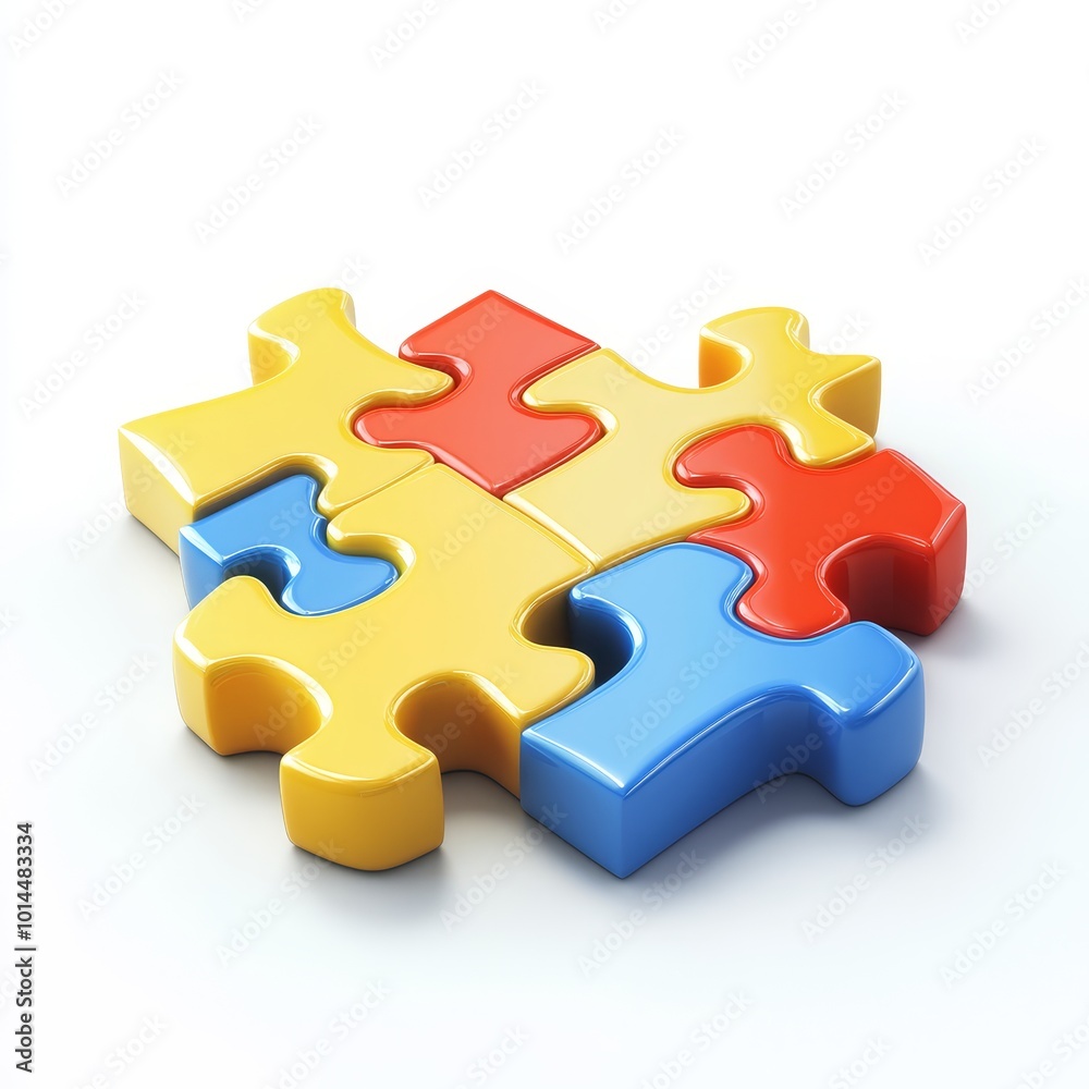 Colorful Jigsaw Puzzle Pieces Interlocking D Render Colorful Jigsaw Puzzle Pieces Interlocking D Render