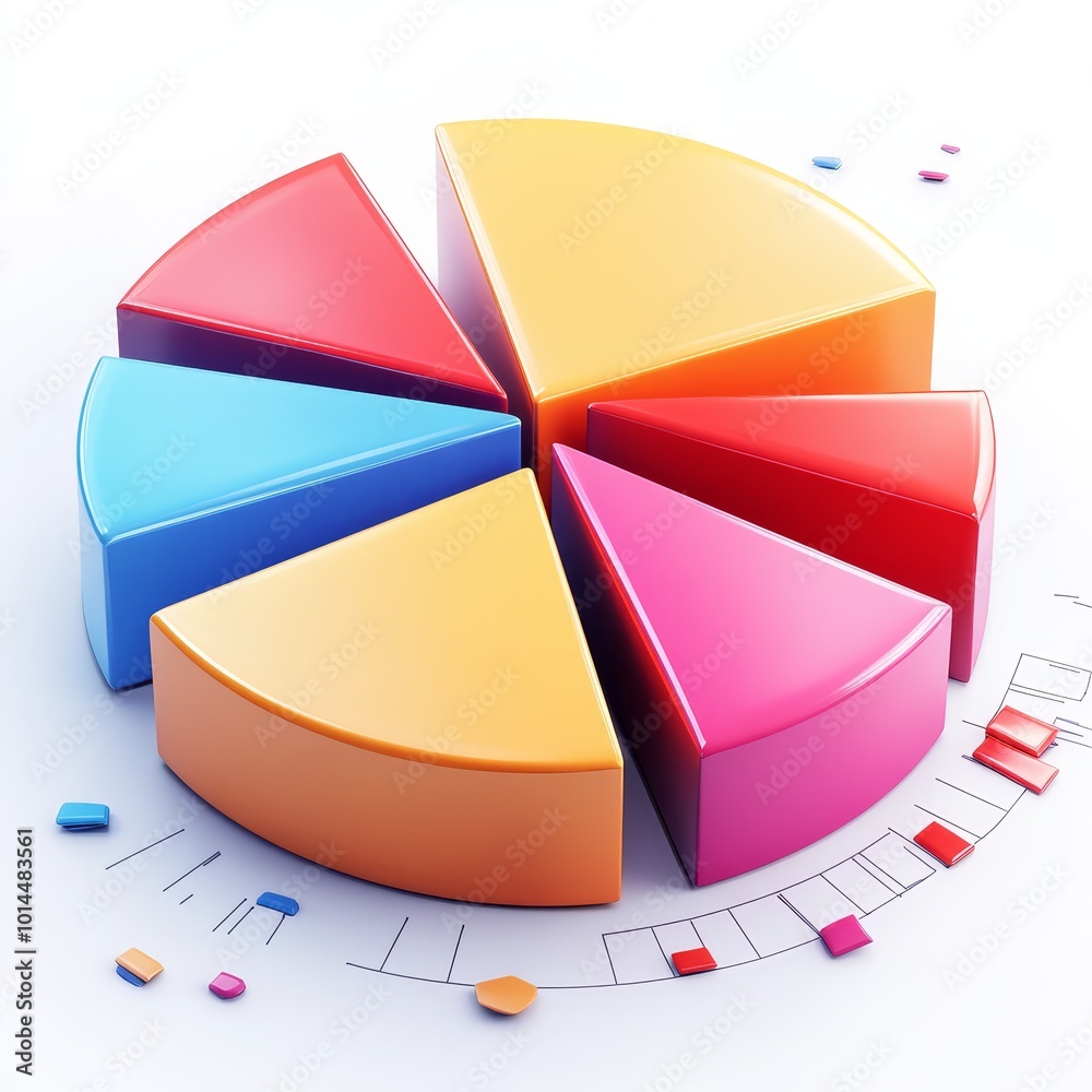 Obraz premium D Pie Chart Colorful Data Analysis Presentation
