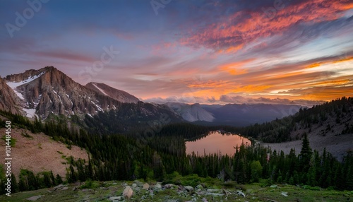 sunset over the towering mountains rang.