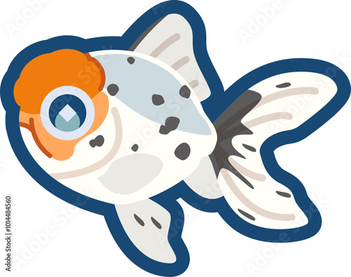 かわいい金魚（関東東錦）のイラスト