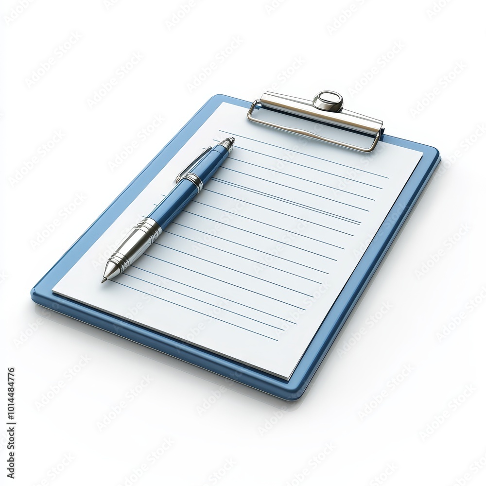 Blue Clipboard with Pen and Lined Paper for Notes and To Do Lists Blue Clipboard with Pen and Lined Paper for Notes and To Do Lists
