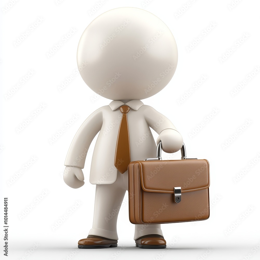 D Businessman Holding Briefcase