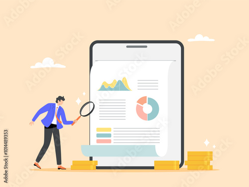 Auditing and calculating financial statements by showing profit and loss reports