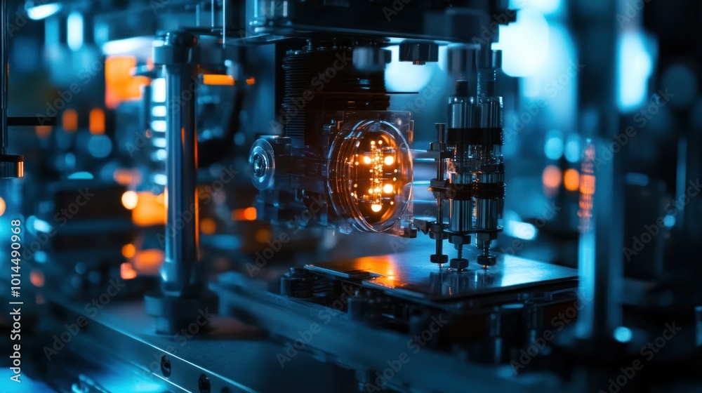 Fototapeta premium Industrial Machine with Illuminated Vacuum Tube