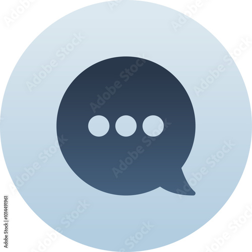 Circle Chat Rounded Right Circle Icon with Dark Blue Gradient Isolated on White Background