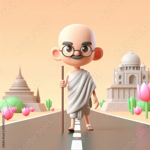 3d Image of Mahatma Gandhi | 2nd October Happy Gandhi jayanti. photo