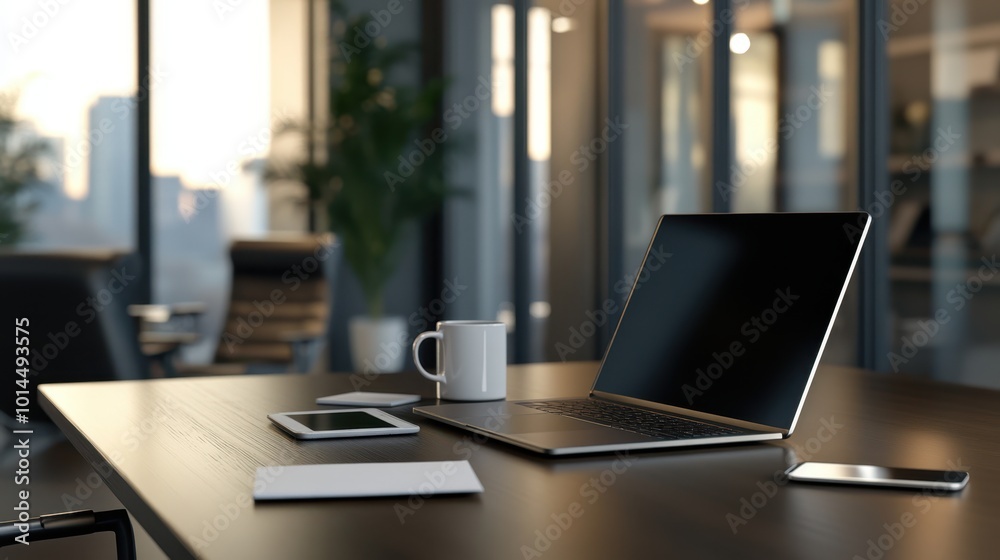 The Modern Workspace with Laptop The Modern Workspace with Laptop