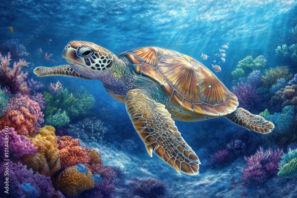 Sea Turtle in Coral Reef Sea Turtle in Coral Reef