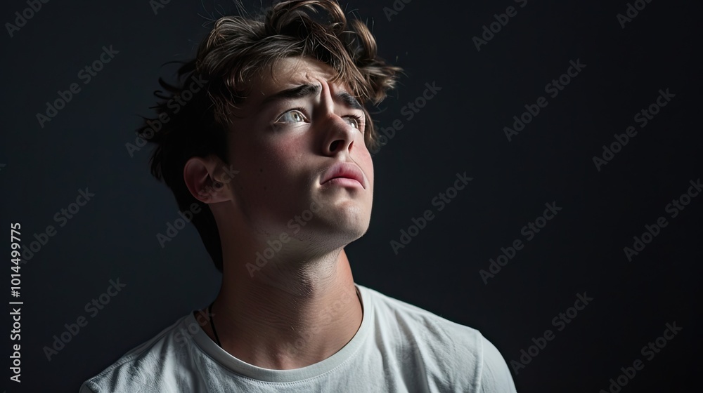 Upset Man on black background. Upset Man on black background.
