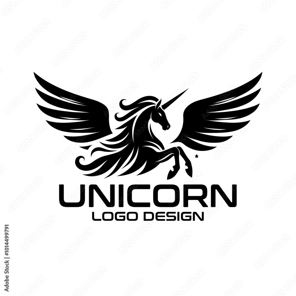 Obraz premium Winged Unicorn Vector Logo Design