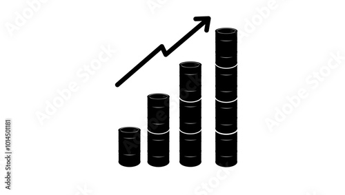 oil price up chart, black isolated silhouette
