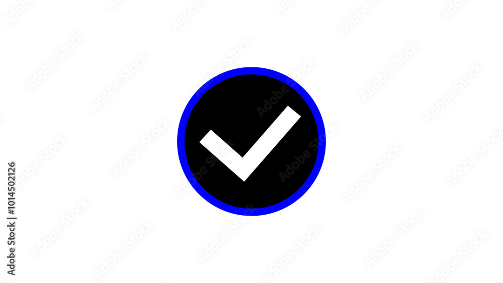 A tick or a checkmark right. White yes correct mark symbol icon shape of a black round circle, isolated on a white background A tick or a checkmark right. White yes correct mark symbol icon shape of a black round circle, isolated on a white background