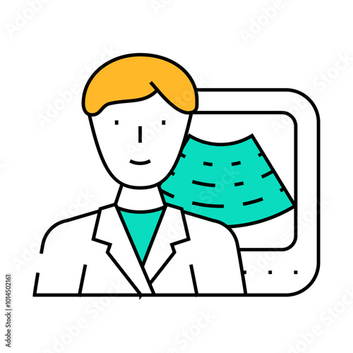 ultrasound medicine worker line icon vector. ultrasound medicine worker sign. isolated symbol illustration