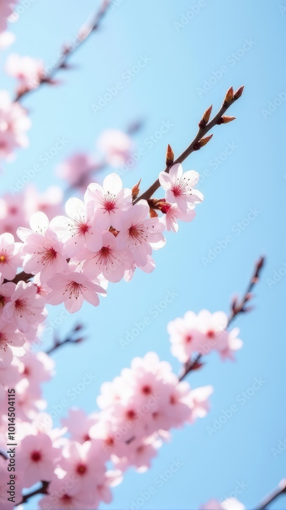 Cherry Blossoms in Full Bloom Against a Clear Blue Sky Cherry Blossoms in Full Bloom Against a Clear Blue Sky