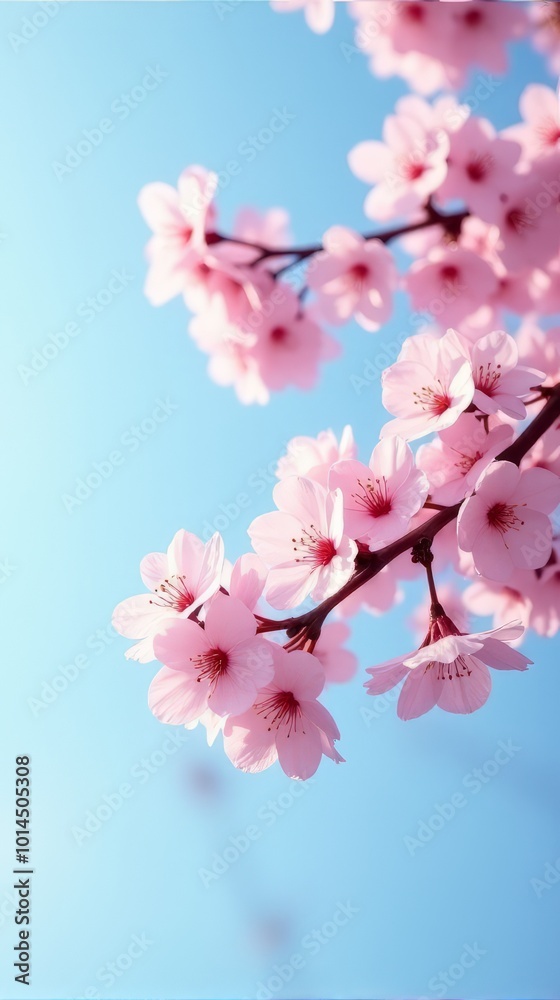 Cherry Blossoms in Full Bloom Against a Clear Blue Sky Cherry Blossoms in Full Bloom Against a Clear Blue Sky