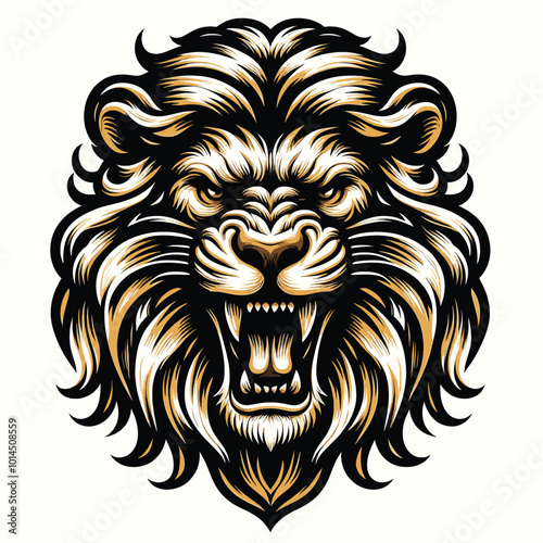 Majestic Lion Head Illustration Fierce, Powerful, and Regal Design