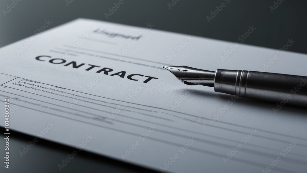 Bent Pen Resting on a Signed Contract Illustration Bent Pen Resting on a Signed Contract Illustration