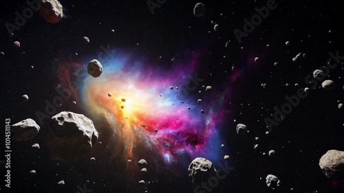 Exploring the colorful beauty of a cosmic asteroid belt at night