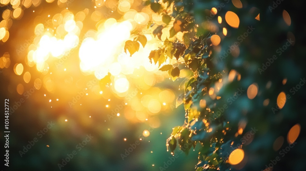Sunlit Leaves and Bokeh in a Forest Setting Sunlit Leaves and Bokeh in a Forest Setting