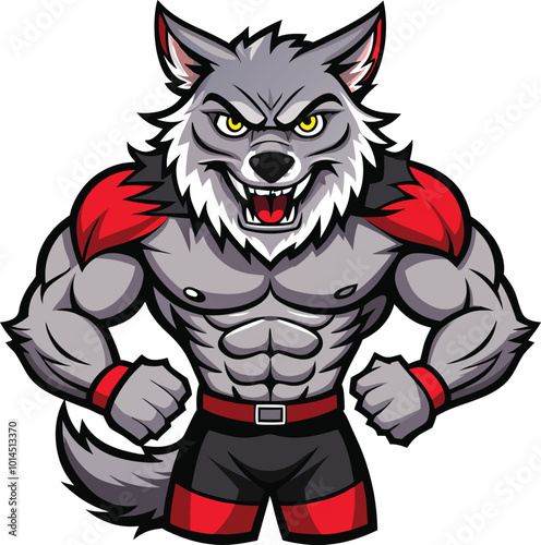 muscular wolf Vector